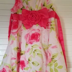 2T Rose Flower Pink And White Dress